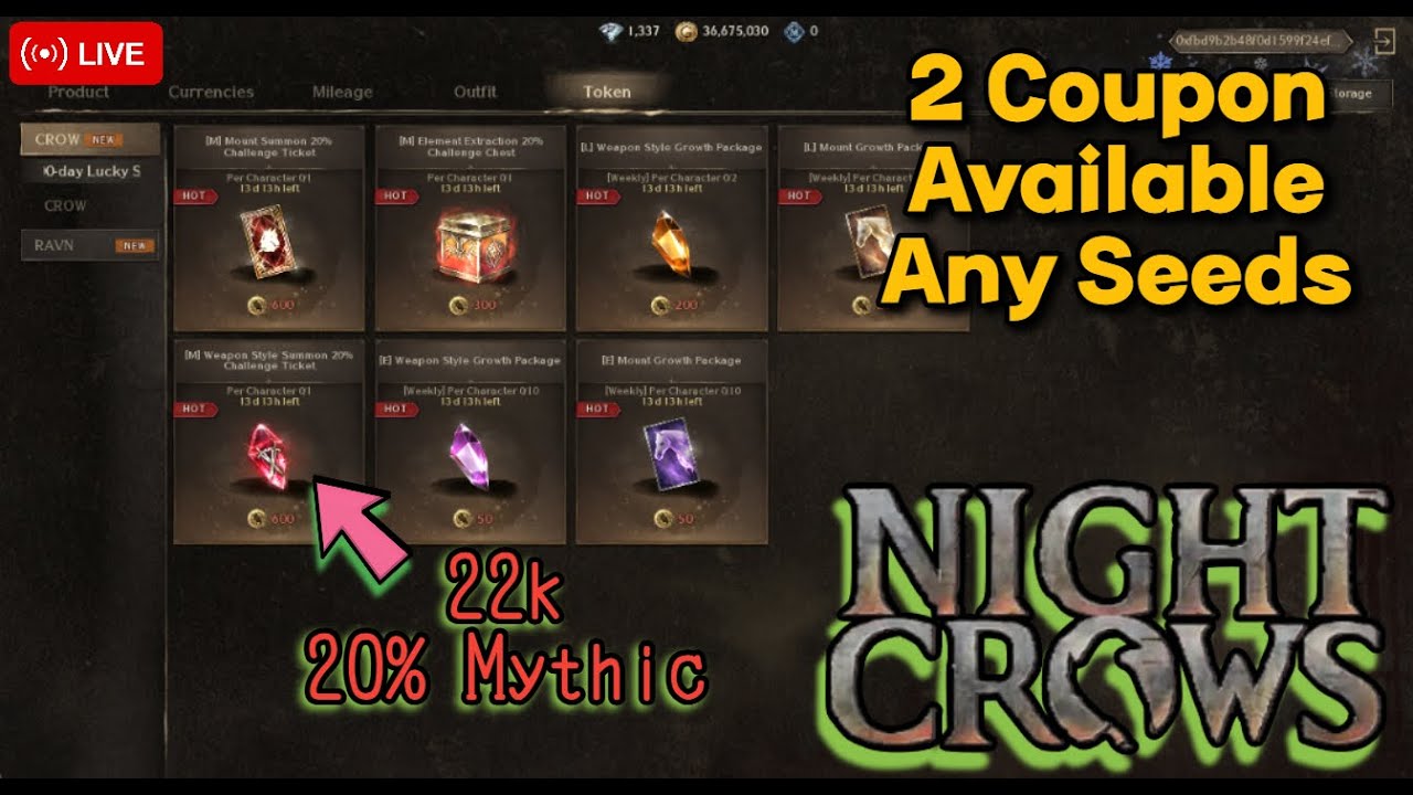 NIGHT CROWS: Sulit Budol Nanaman LETS GO GvG | 2 Best Coupon Avail Anys Seeds = Coupon