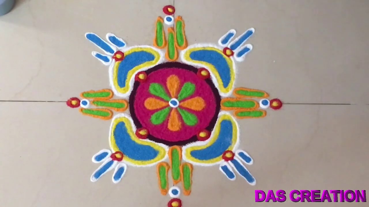 Small /Quick/fast daily rangoli in lockdown/ lockdown में बनाये फटाफट सिंपल रंगोली