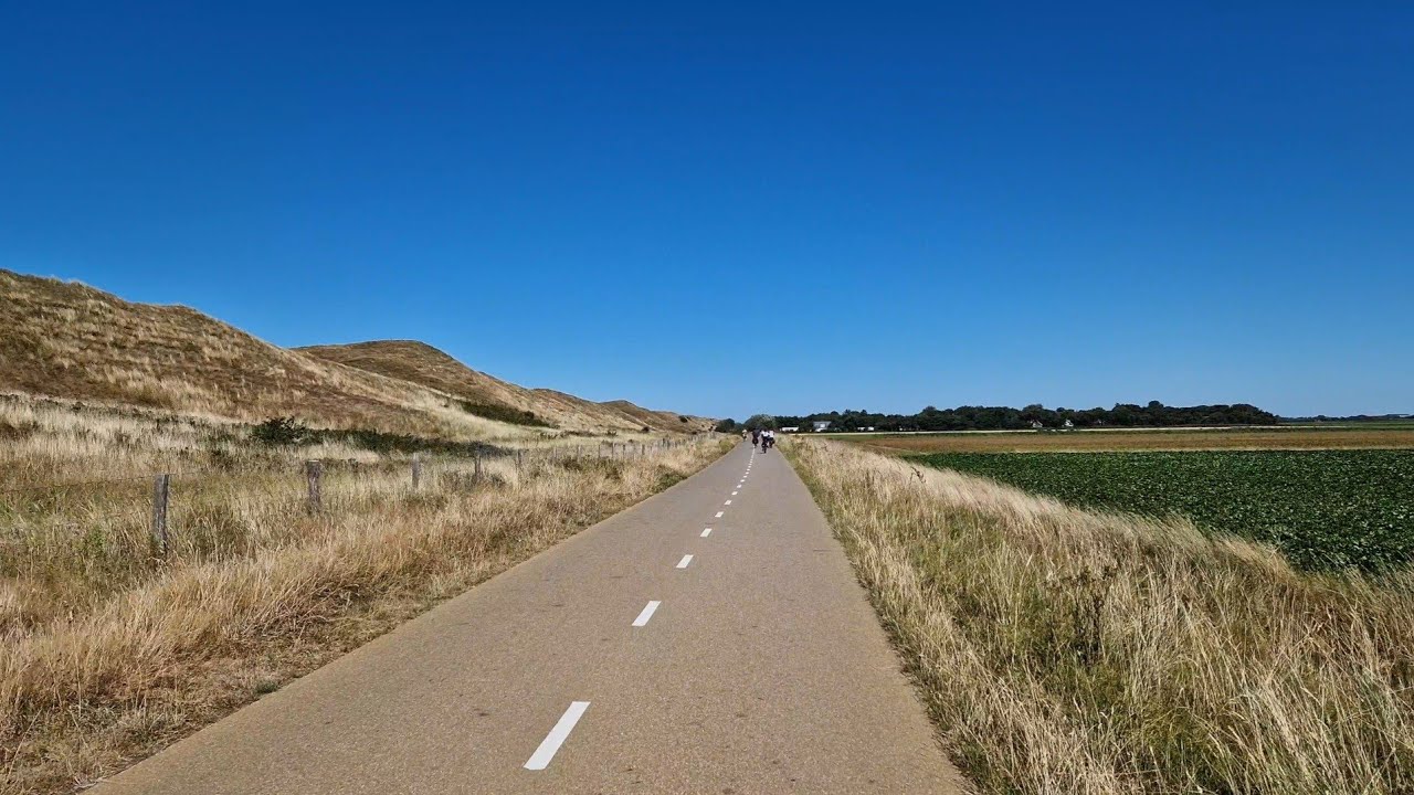 Texel op de fiets. fietsen van de bremakker naar de Slufter. Fietsroute voor hometrainer 