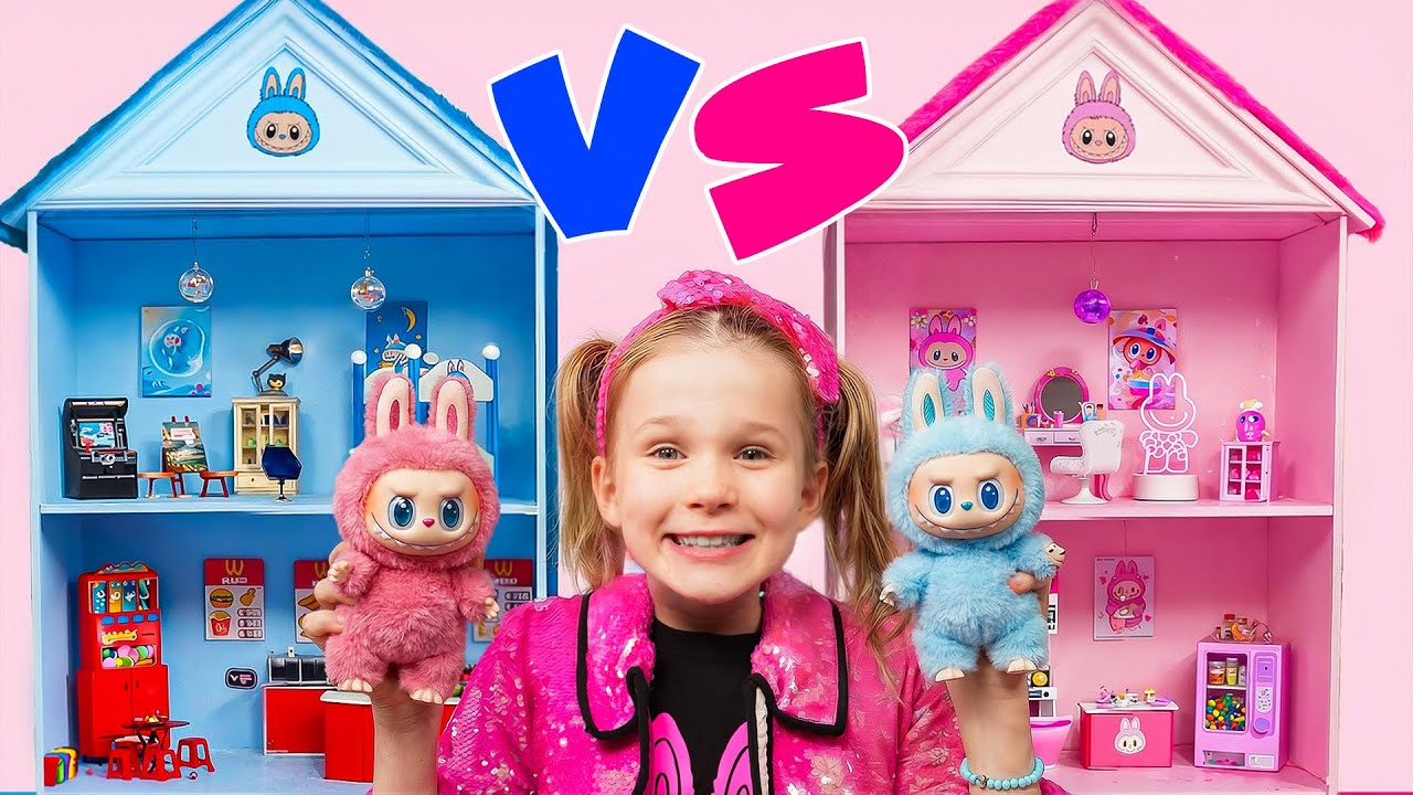 Hišica za punčke Naredi sam za igrače Labubu 🏠✨ Otroški izziv