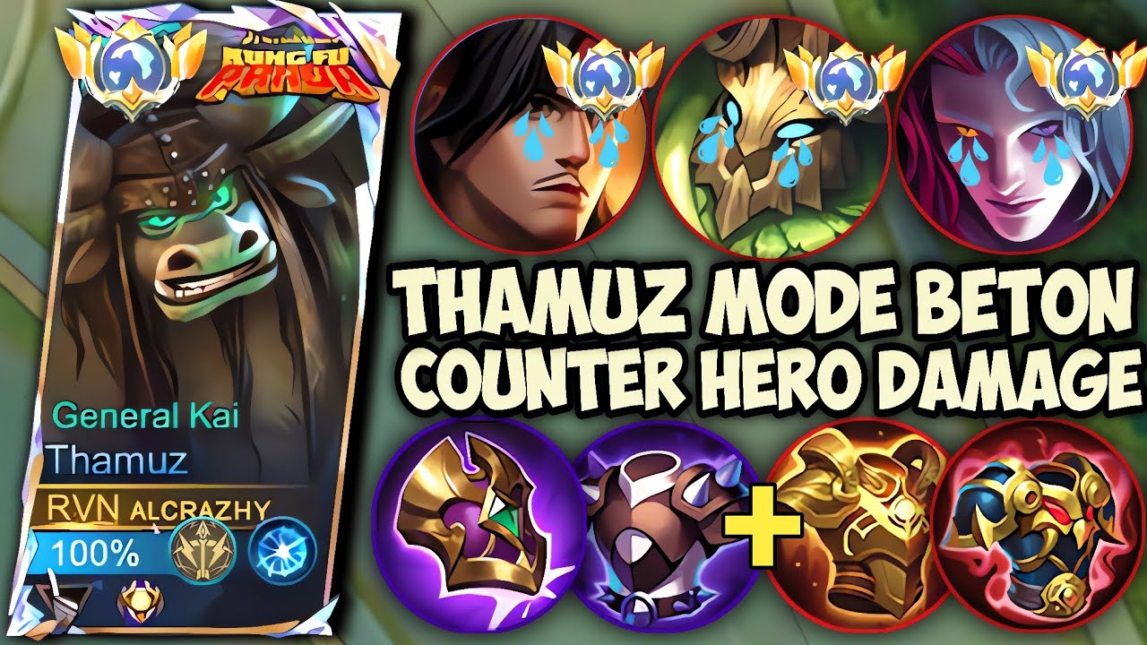 CUMA THAMUZ TANK KOK DAMAGENYA SAKIT KALI‼️GAMEPLAY TOP GLOBAL THAMUZ - MLBB