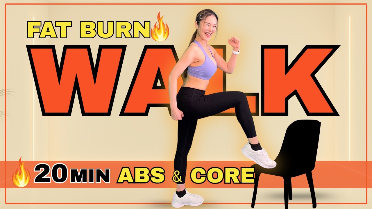 WALK & CORE Workout with Chair – 20 Min Fat Burn You Can Feel! | KEIKOFLEX