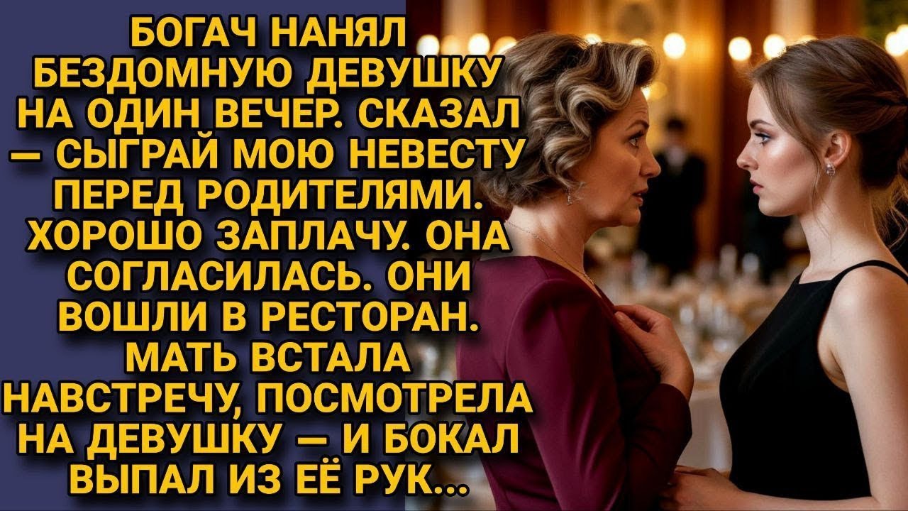 Богач нанял бездомную сыграть невесту. Мать встала навстречу — и бокал выпал из её рук...