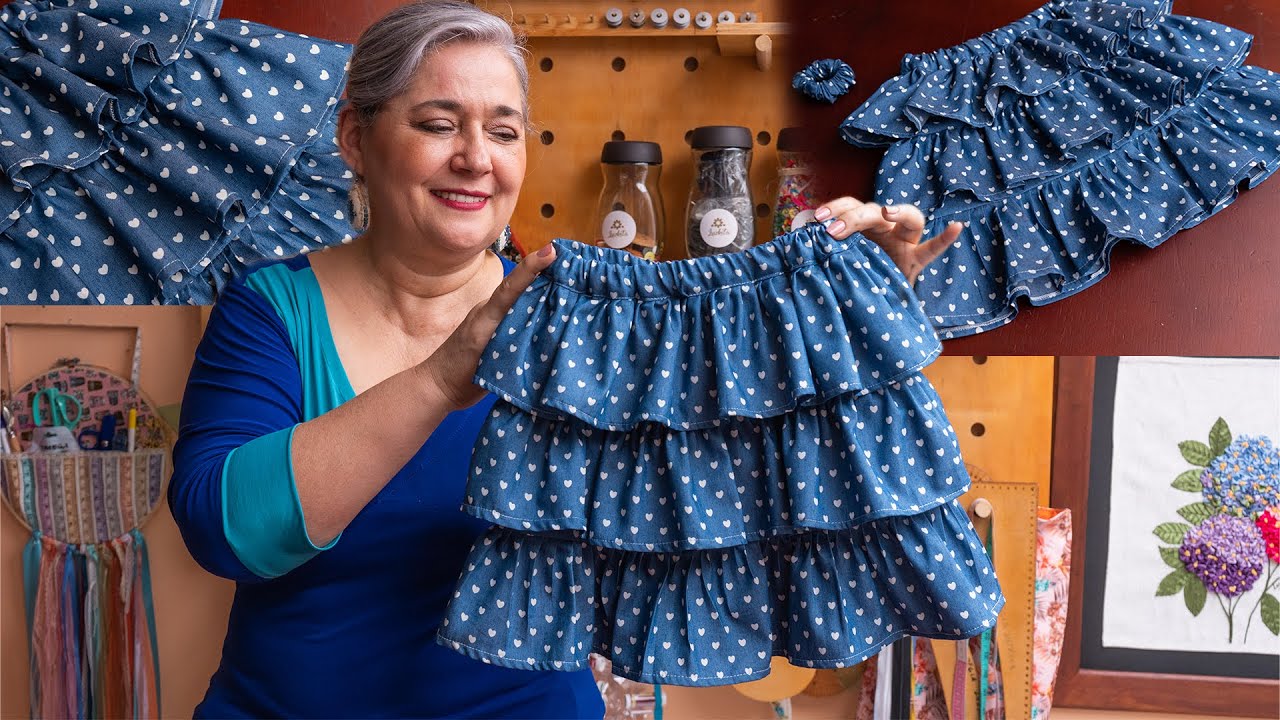 COMO HACER UNA FALDA CON VOLANTES/MAS FÁCIL DE LO QUE CREES/PASO A PASO/Tutorial de costura/DIY .