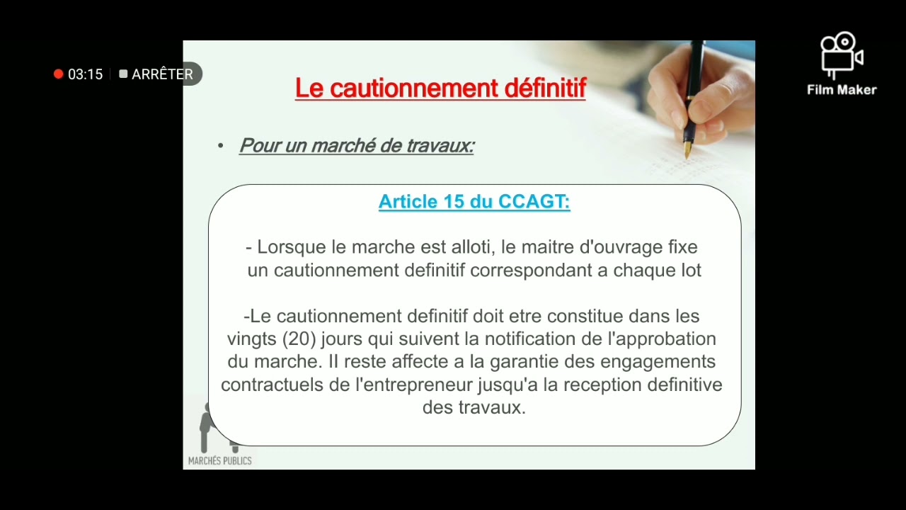 la caution définitive                                          الطريقة الصحيحة لحساب الضمان النهائي