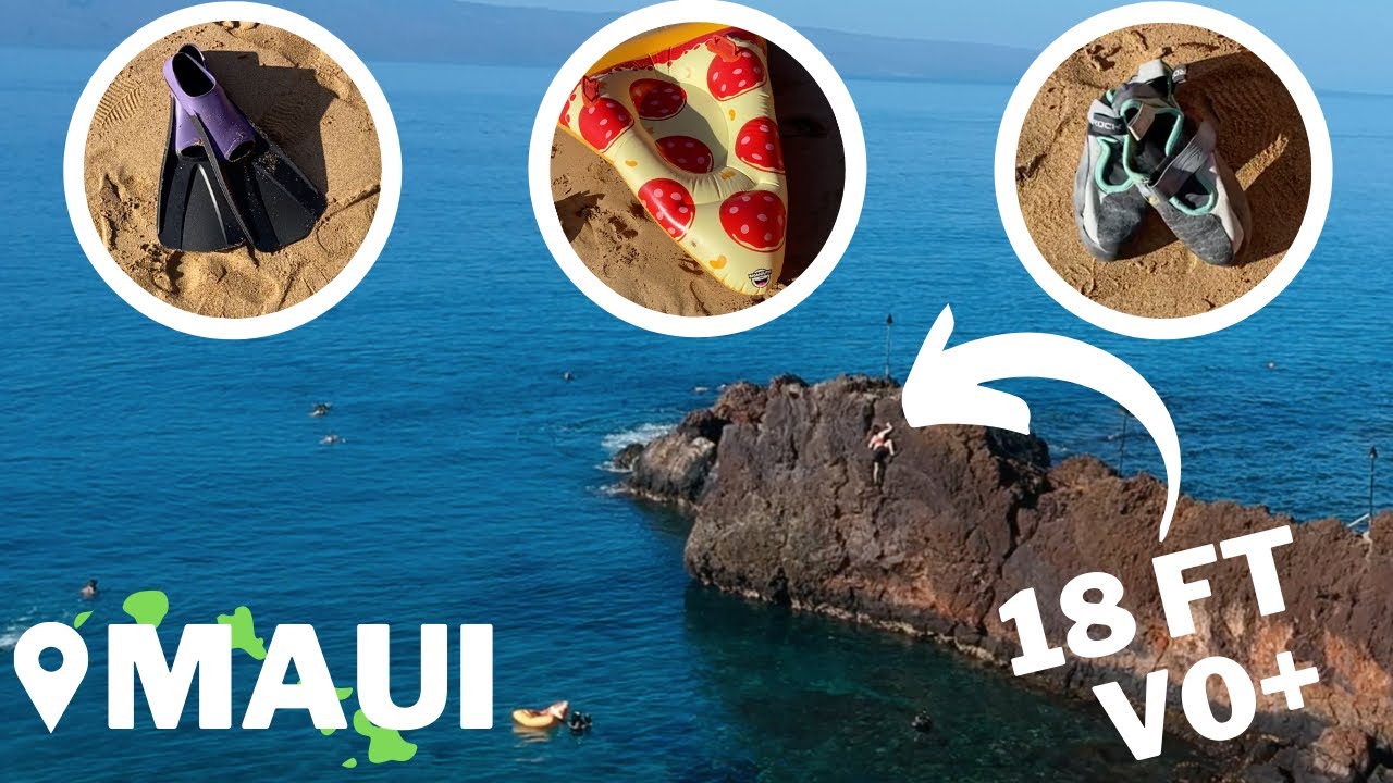 I try Deep Water Soloing! Bouldering at Black Rock Beach, Maui