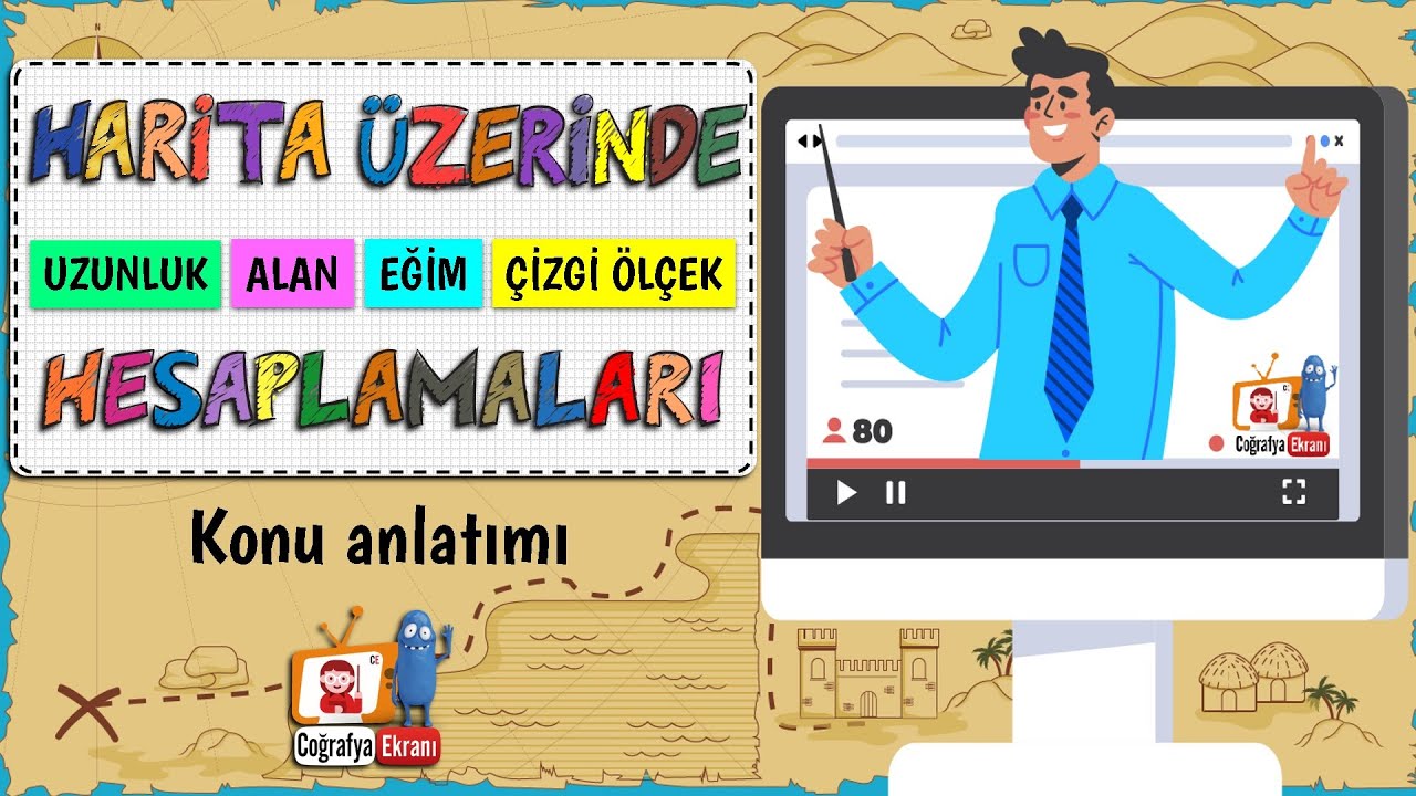 Harita üzerinde Uzunluk Alan Eğim ve Çizgi ölçek hesaplamaları