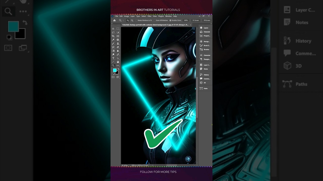 PRO Tip For Creating Neon Light Effect in Photoshop 2024 #photoshop