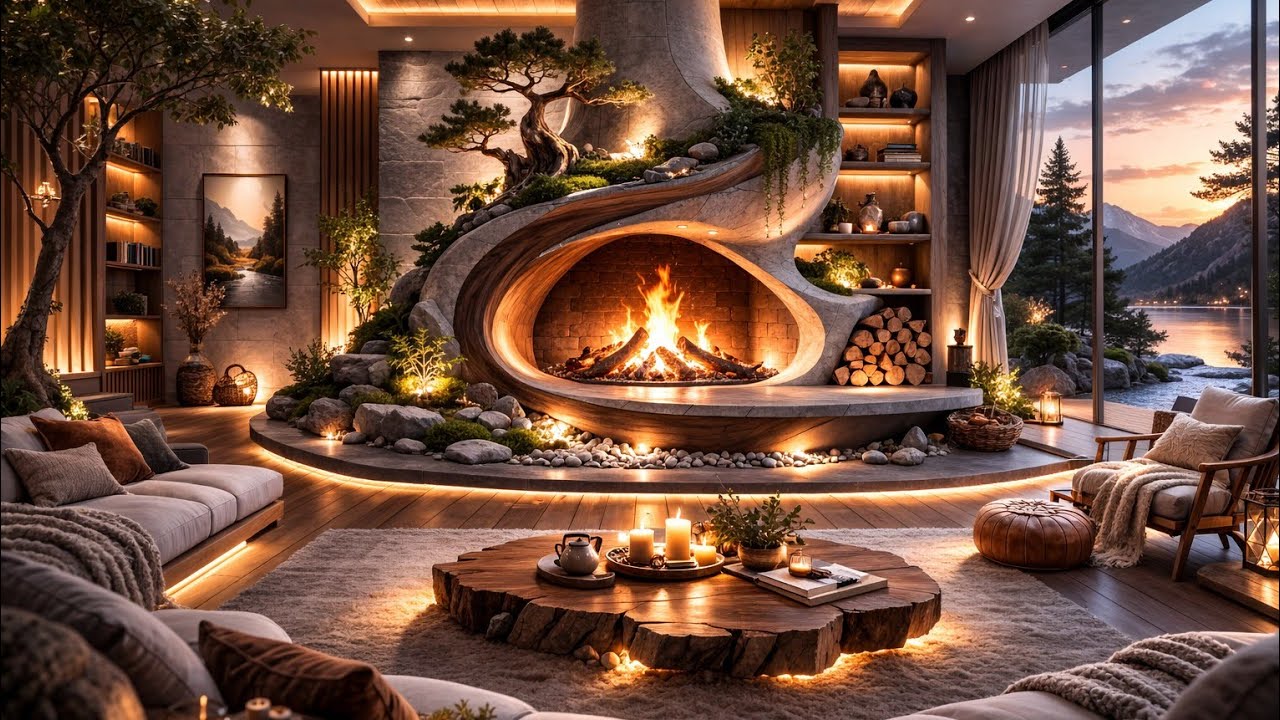 A Peaceful Evening by the Fireplace | Relaxing Guitar Ambience for Calm & Focus