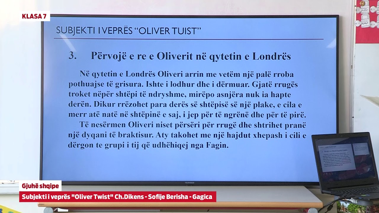 e Mesimi Klasa 7 - 7635 Gjuhë Shqipe - Subjekti i veprës - Oliver Twist Ch Dikens