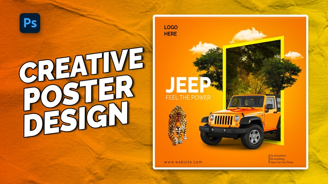 How to make Vehicle Ad Design - Jeep Poster Design - Car Flyer Design IN PHOTOSHOP TUTORIAL
