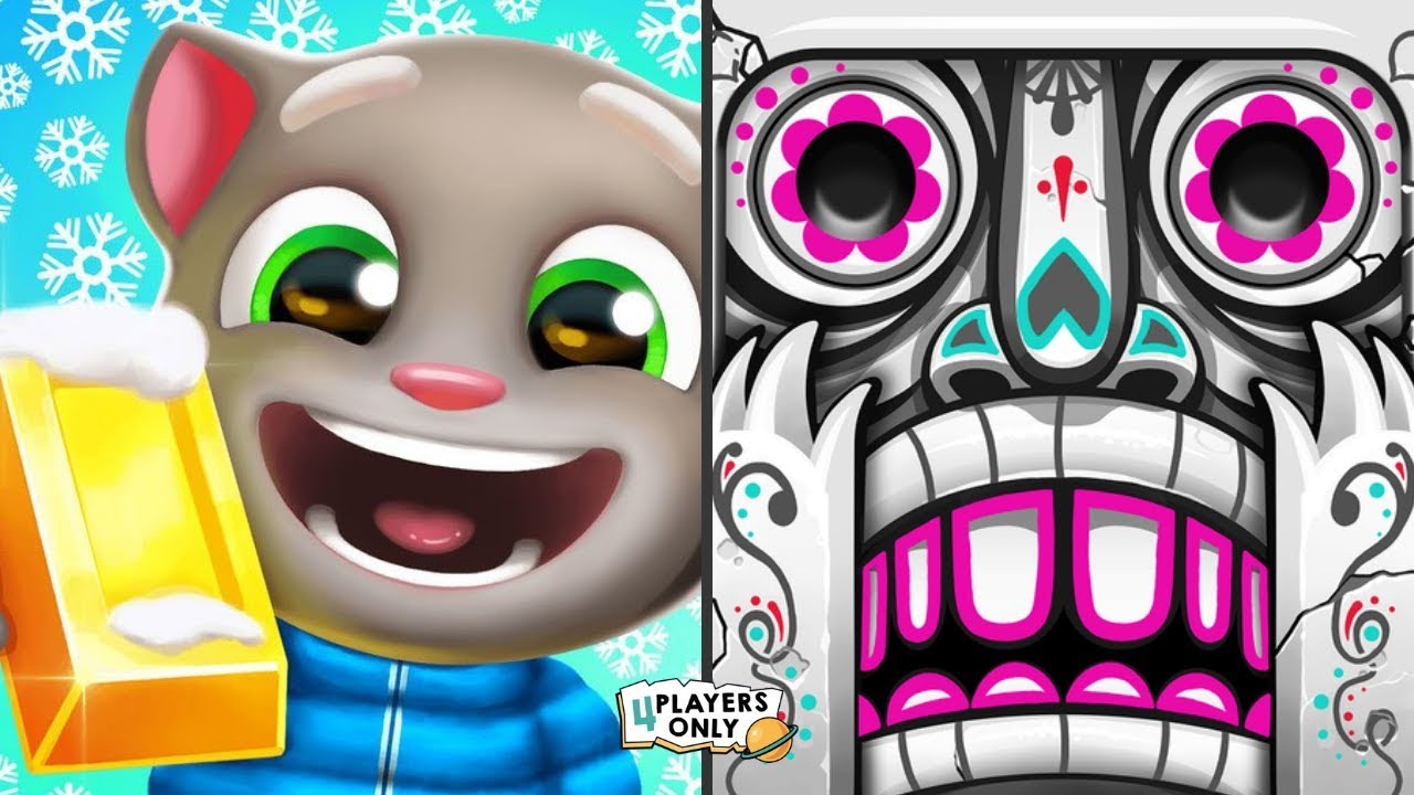 Talking Tom Gold Run [New: MINING CART RIDE Map] VS Temple Run 2 [HOLI TRAIL Challenge!]