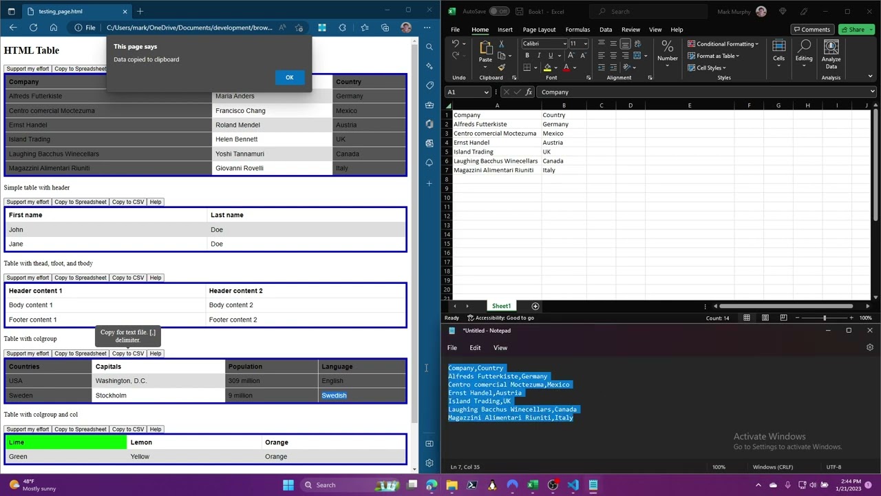 Copy Table Data Rh