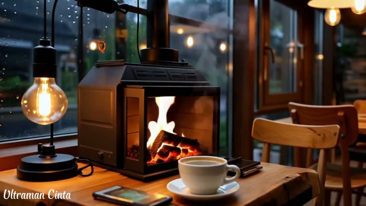 ❄️ Soothing Jazz Piano Music in a Cozy Winter Bookstore Coffee Shop with Fire Crackling for Work