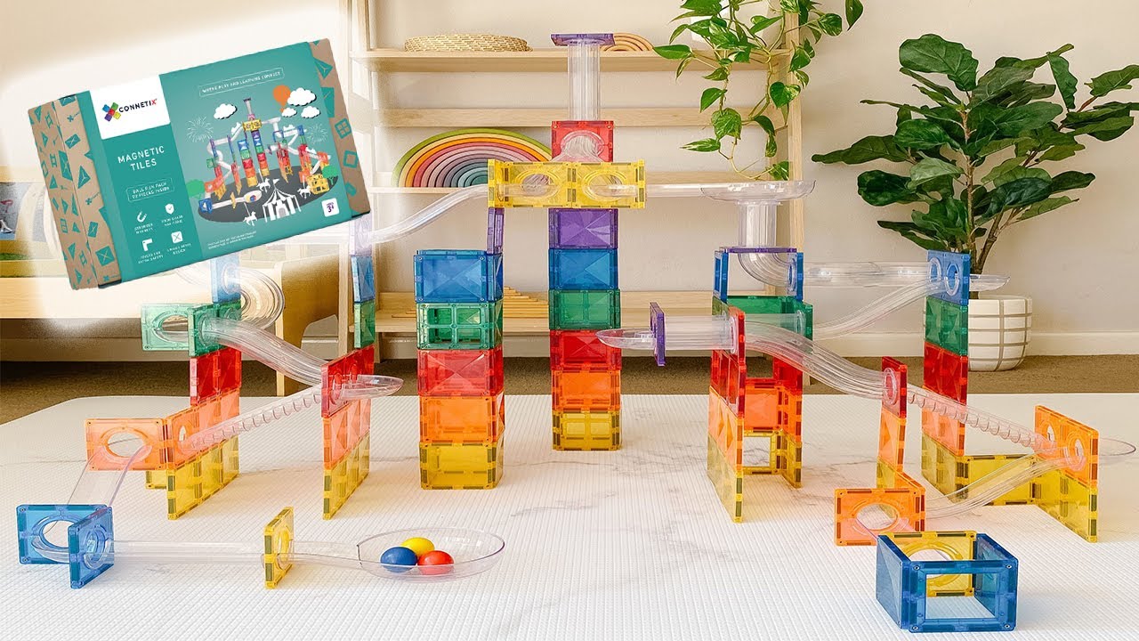 Connetix Ball Run (92 Pieces) - Magnetic Tiles with tubes 磁力片管道