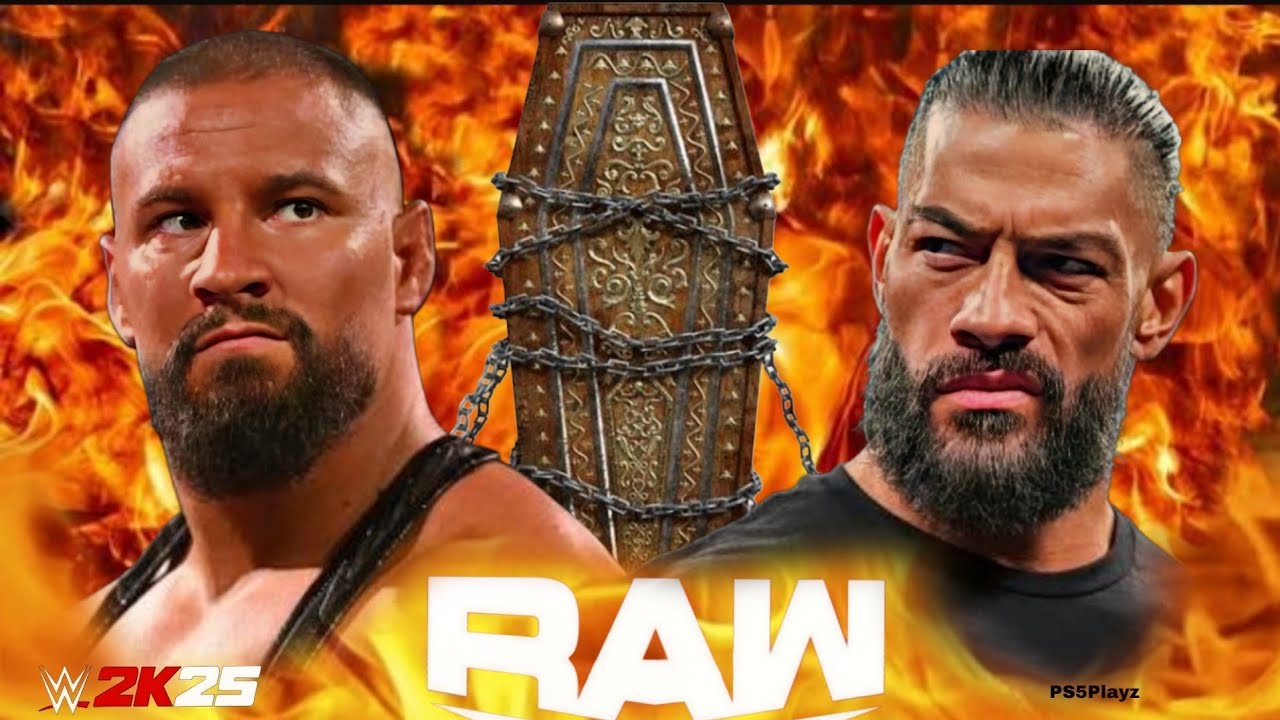 Роман Рейнс против Брона Брейккера, WWE Raw, 09 декабря 2025 года, Casket WWE2k25 - геймплей на PS5