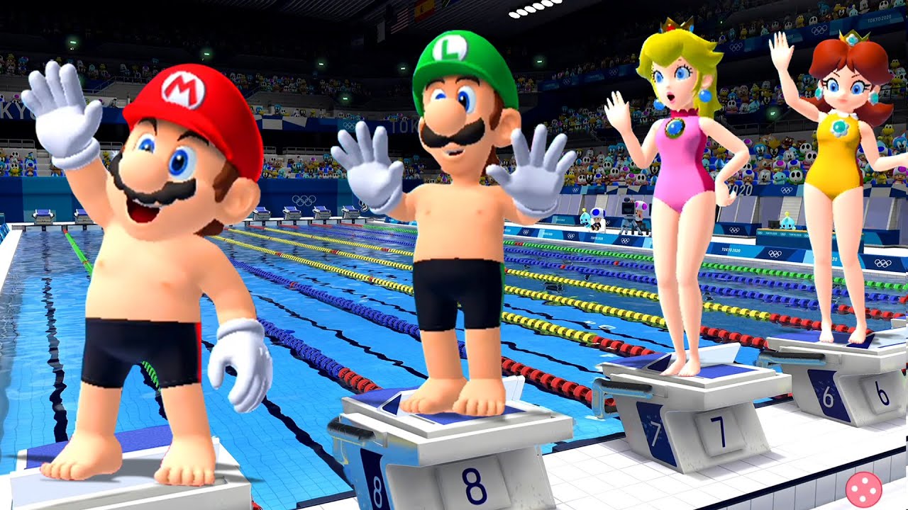 Mario & Sonic at the Olympic Games Tokyo 2020 - All Characters Swimming (100m)