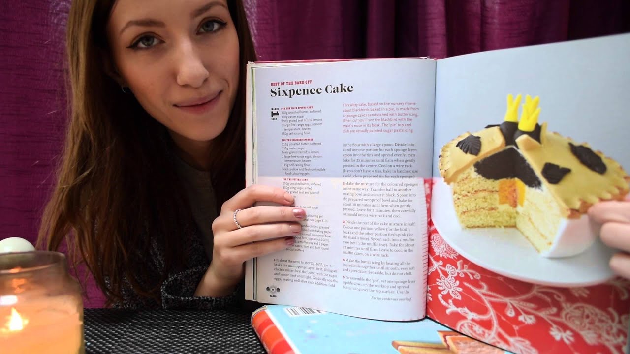 ASMR Cookbook Reading - match lighting, whispering, soft spoken, tapping, page turning, paper sounds