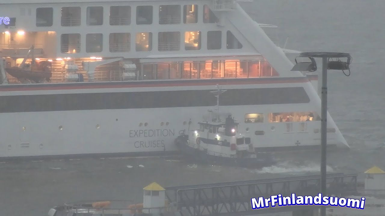 HANSEATIC NATURE 26m/s Wind and Hail Arriving Mariehamn  -- Åland 29 December 2025 --
