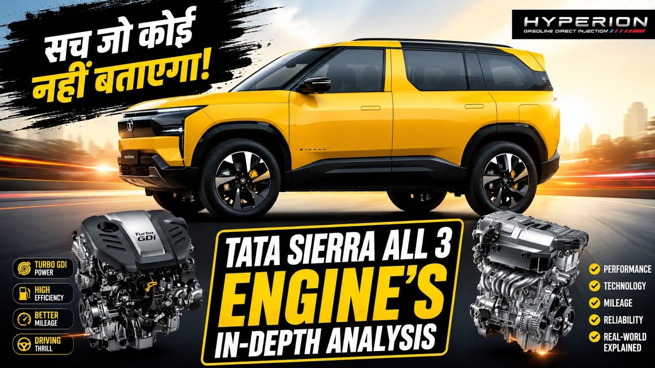 Tata Sierra Engines Hidden Tech 🔥 |TDGi vs Diesel vs NA Petrol | In-Depth Analysis