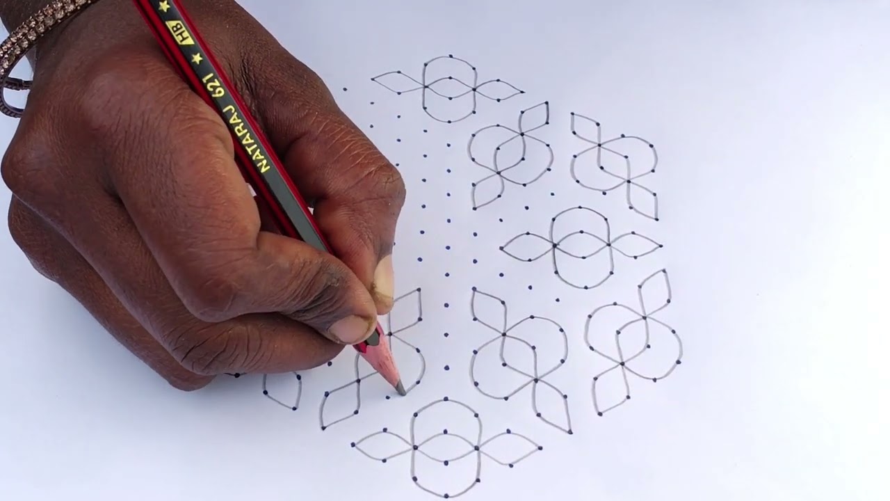 💫17*9 beautiful dots rangoli💫traditional kolam💫daily rangolis..... 