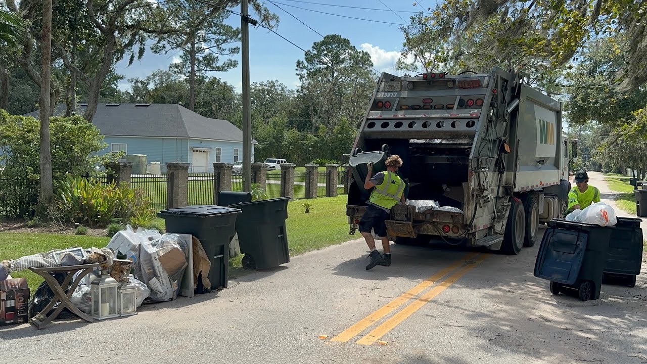 WM’s Last Clay County Day: Mack Heil PowerTrak Rear Loader Garbage Truck Packing Super Heavy Trash 