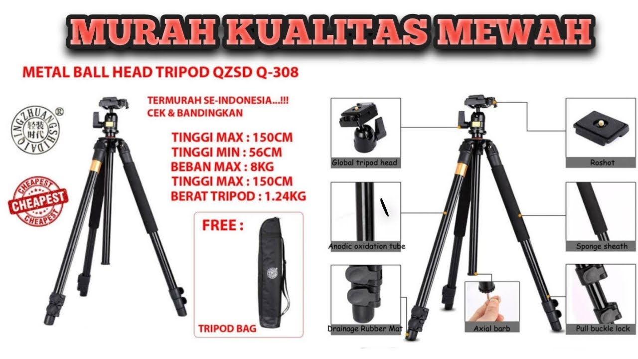 Tripod Profesional QZSD Q308 || Cocok buat nyanggong || Tripod zeroing