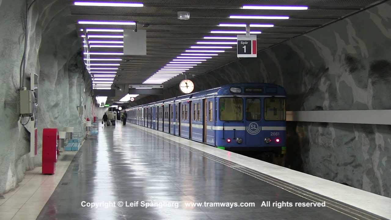 SL Tunnelbana / Metro at Mörby centrum station, Stockholm, Sweden