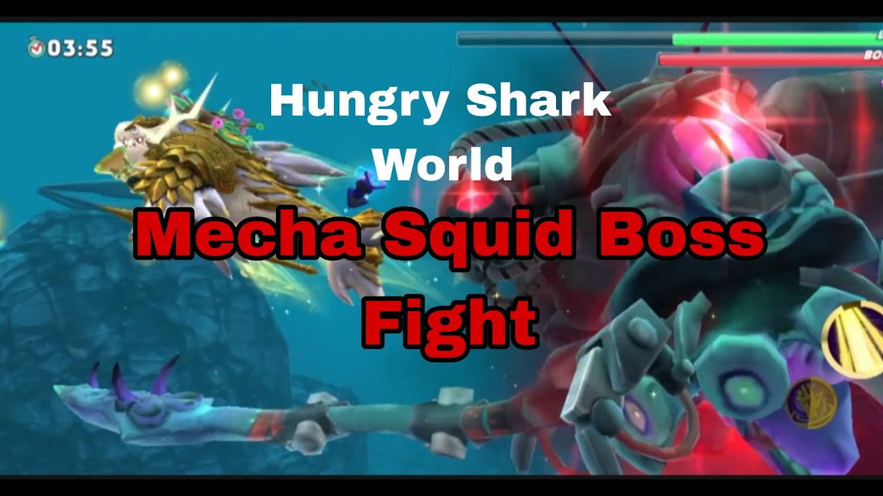 Hungry Shark World Mecha Squid Boss Fight!(New HSW Boss)