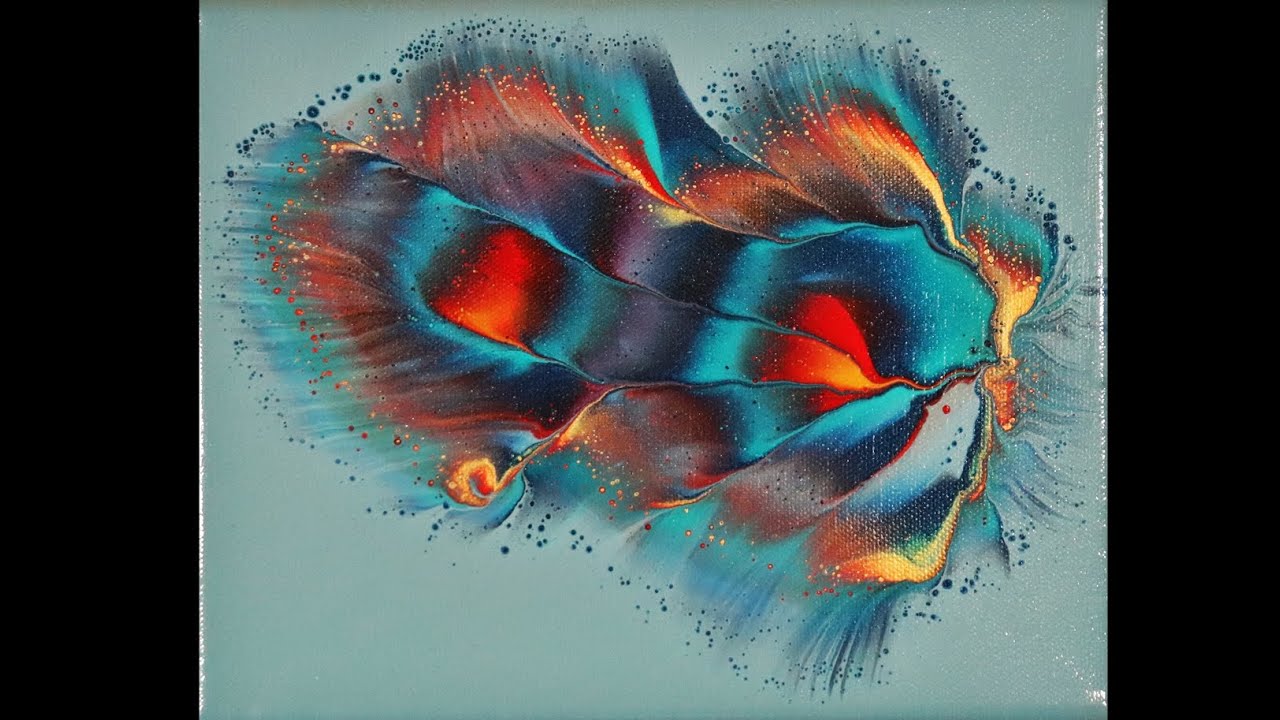(610) Dip Technik, 4 Canvases 20x20cm, pouring,Acrylgießen