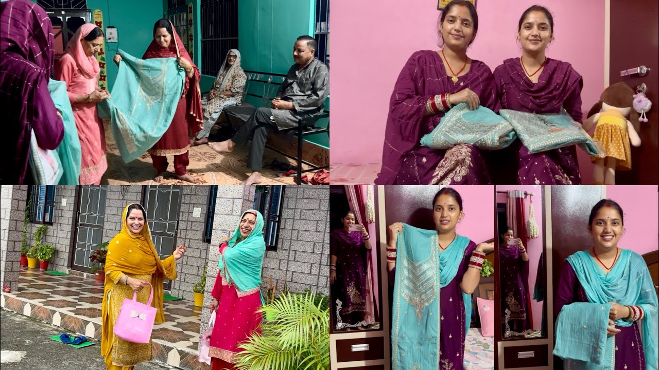 सासू माँ को हमारे नए सूट कैसे लगे 👗#twins #village #himachal 