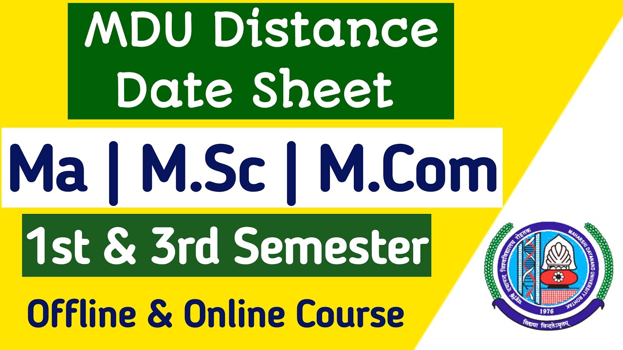 Mdu distance Ma , M.Sc , MCom 1st & 3rd semester datesheet 2022 | mdu dde 1st sem reappear datesheet