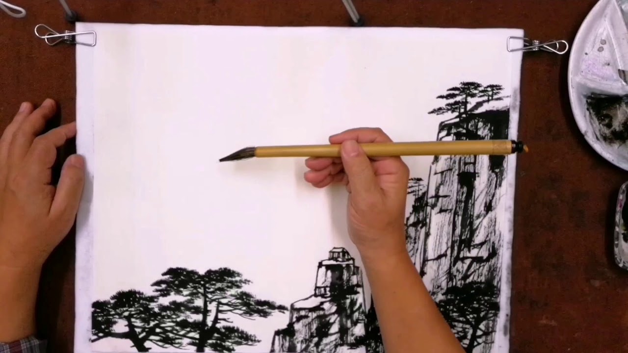 水墨黃山～5～现代中国画-陈铭显 (陳銘顯 ) 写意示范Modern Chinese Painting by Chen  Ming---Hsien水墨画～中国画～山水～東洋画～繪畫