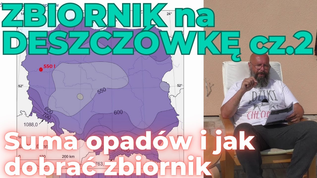 Zbiornik na deszcz&oacute;wkę cz. 2 z 2. Jak dobrać wielkość zbiornika. Mapy opad&oacute;w w Polsce.
