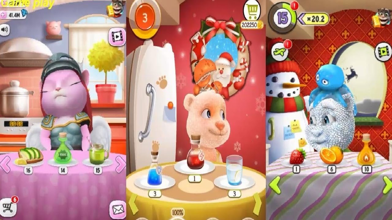 My Talking Angela VS My Talking Tom VS BB Talking Bear Gameplay