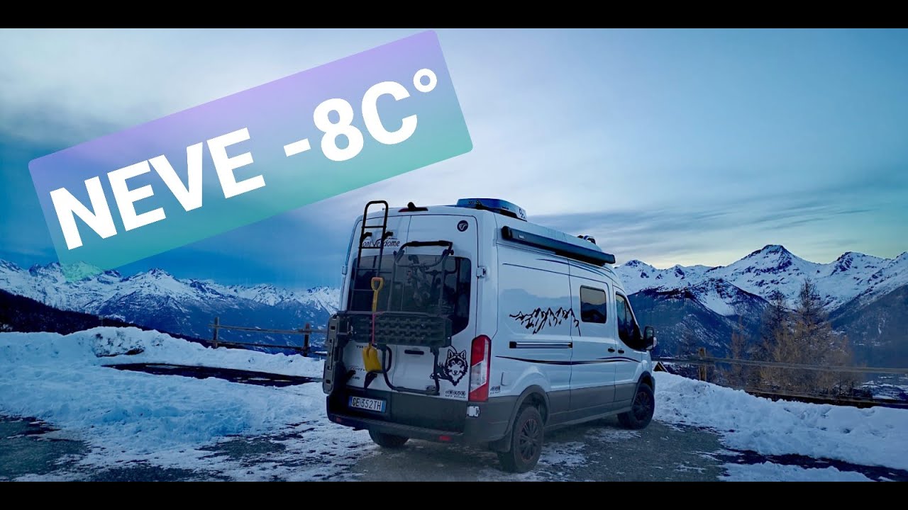 Notte in Camper a Pila Aosta a  -8°C/ Van vs Neve Fresca