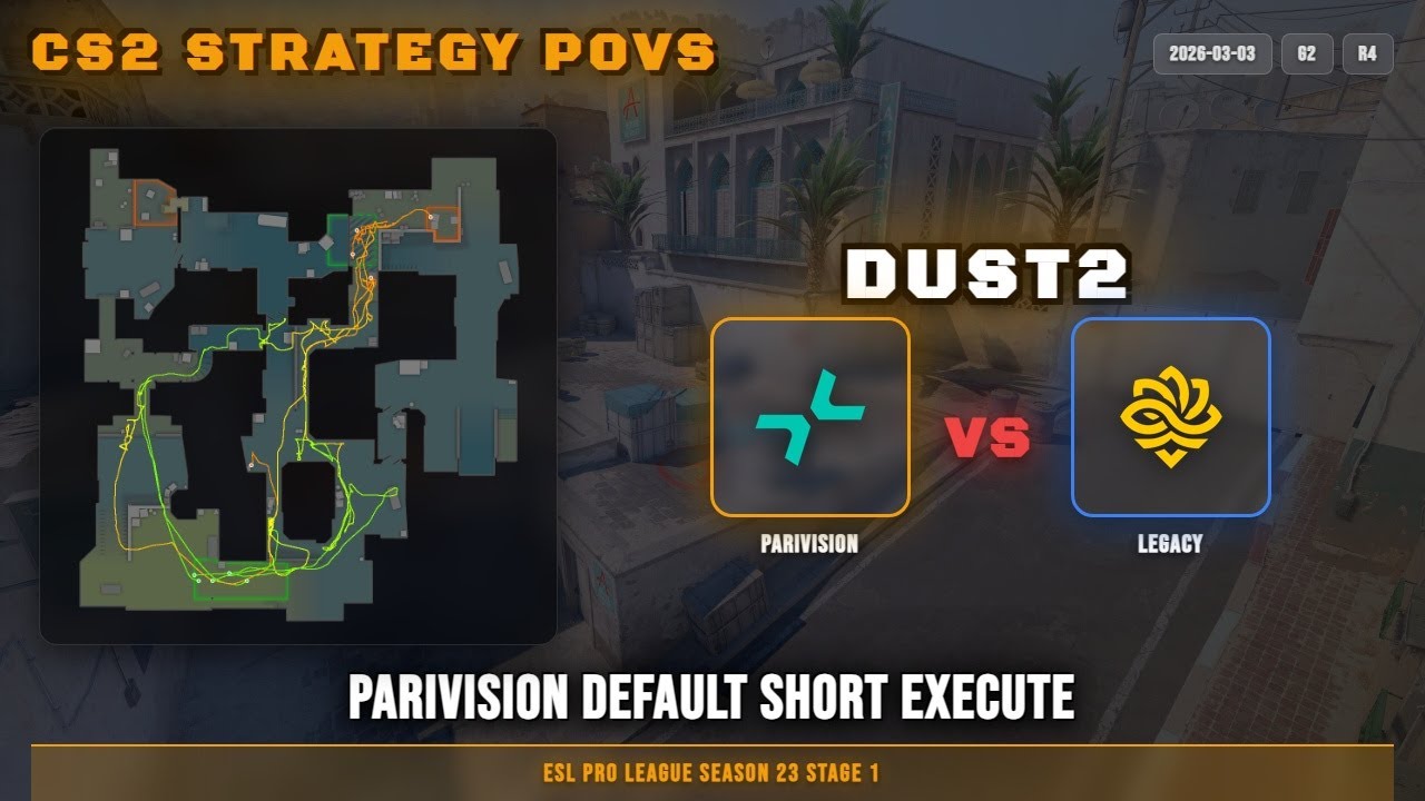PARIVISION Default Short Execute - Dust2 G2R4 | PARIVISION | ESL Pro League Season 23 Stage 1 | C...