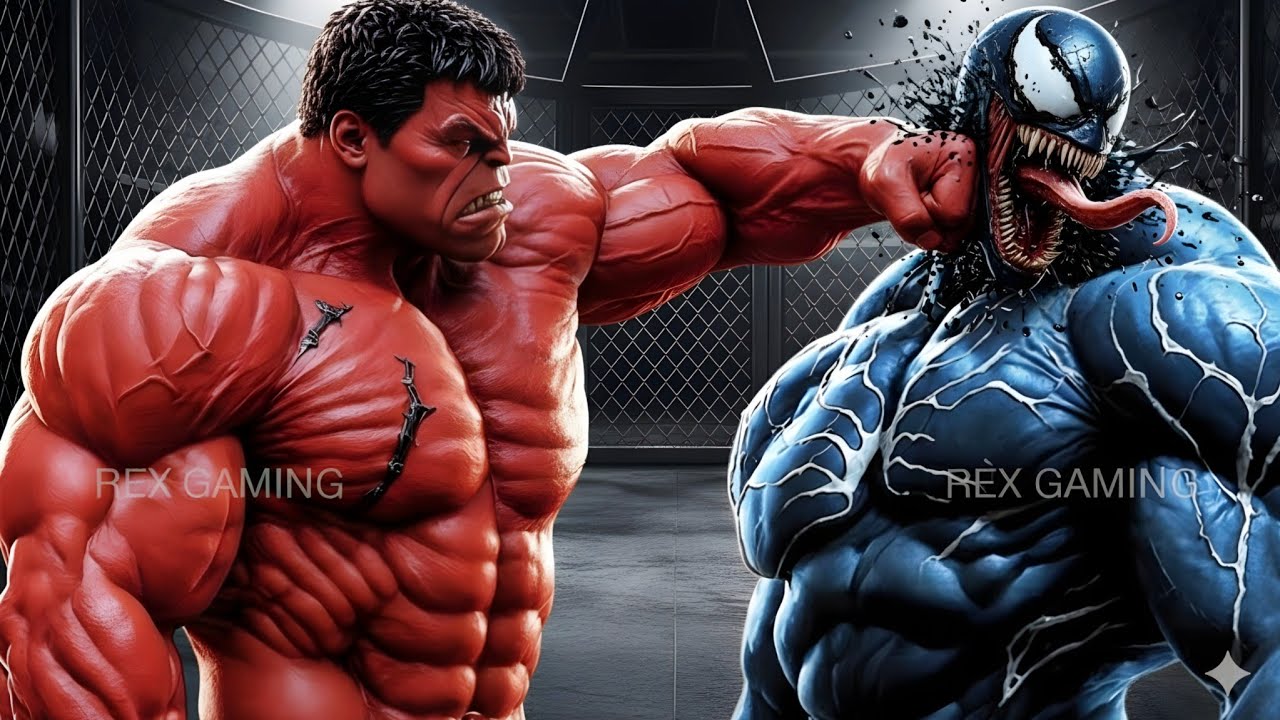 WWE 2K25 - STEEL CAGE MATCH | VENOM VS RED HULK | EPIC BATTLE 