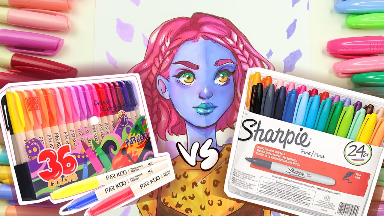 SHARPIE VS PAR KOO MARKERS - Two Fine-Tip Affordable Alcohol marker Demos