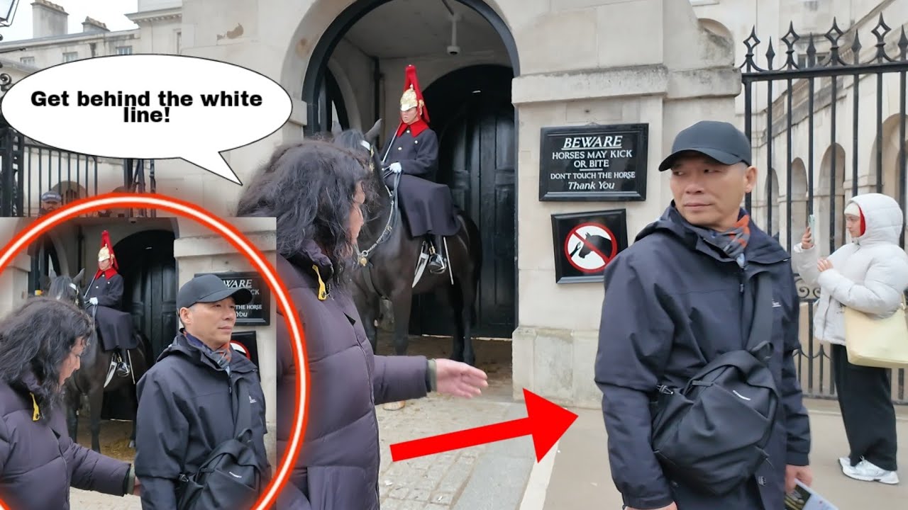 A man gets pushed by lady and told to 