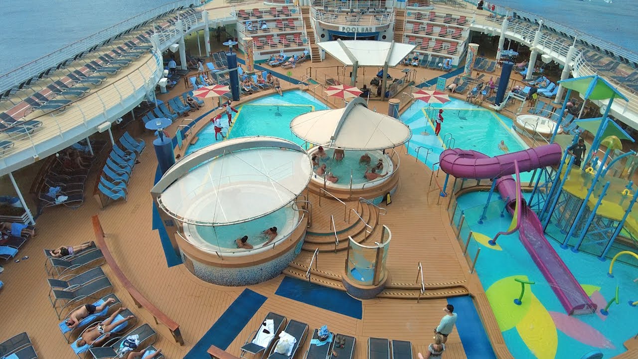Adventure of the Seas Pool Area - Royal Caribbean Cruise Ship Pools Tour