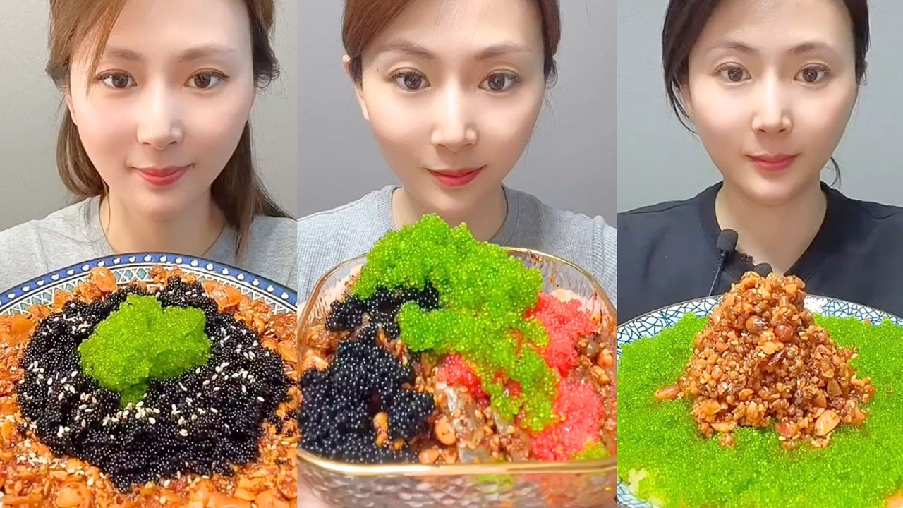 Chinese Colorful Fish Roe & Spicy Seafood ASMR | Crunchy Eating Sounds #104