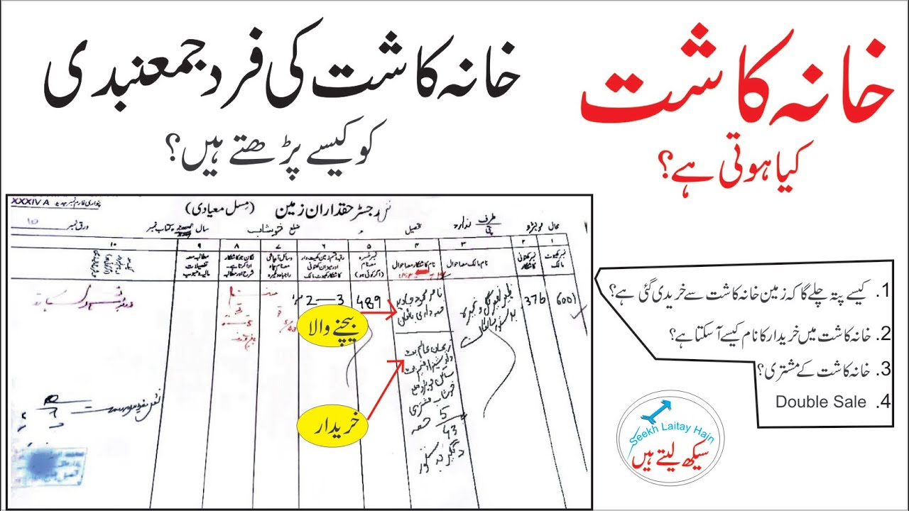 What is Khana Kasht (column of Cultivation)–How to Read FARD Jamabandi–Double Sale- land measurement