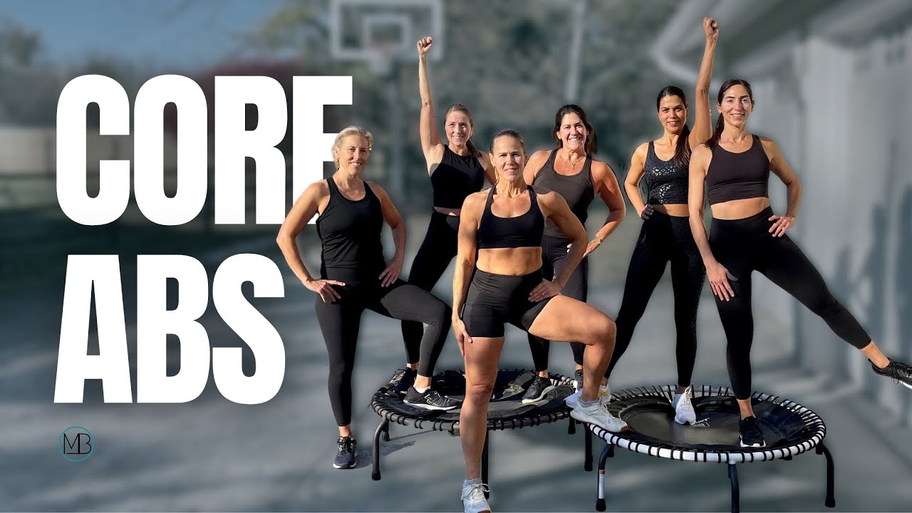 45 MIN Trampoline Core & Abs // Rebounding Strength Workout with Dumbbells & Ankle Weights
