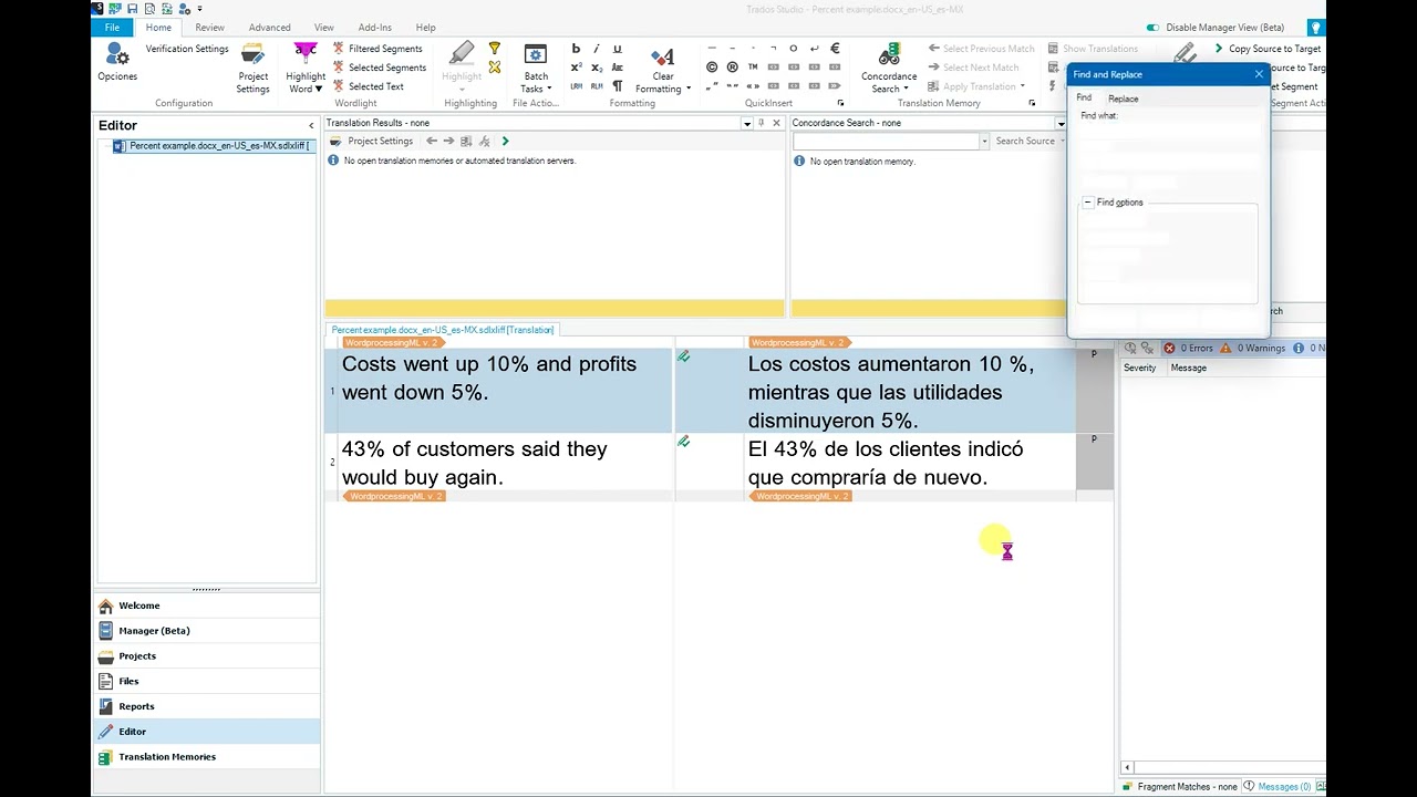 Using regular expressions (regex) in Trados Studio