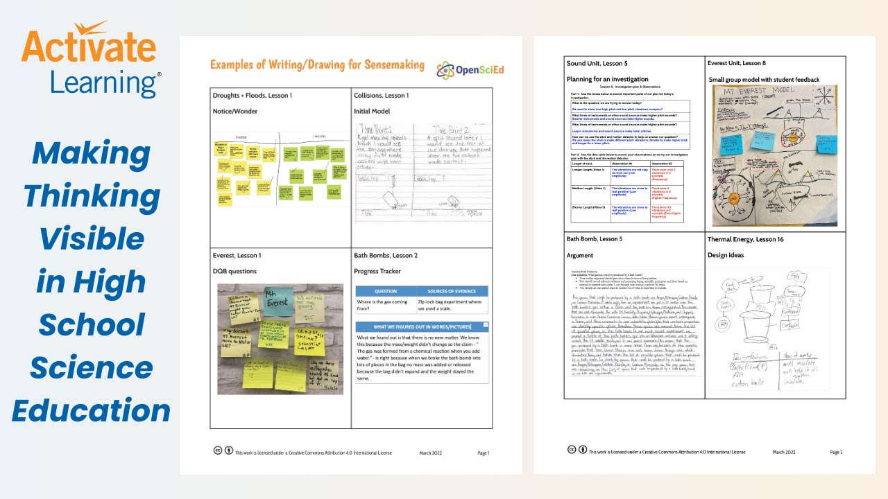 Activate Learning Snapshot Webinar Making Thinking Visible in High School