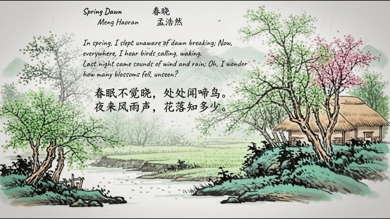 Spring Dawn - Meng Haoran (春曉 - 孟浩然) | Learning English | 中英文對照