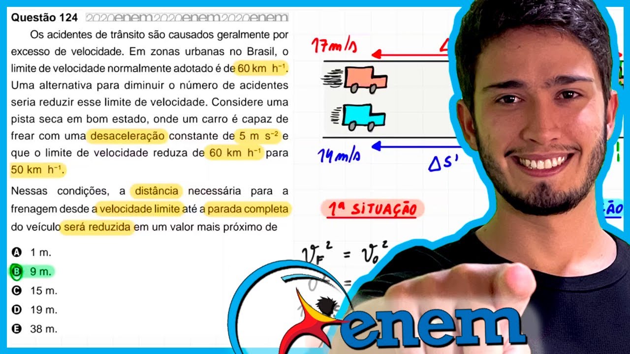 ENEM 2020 PPL - Os acidentes de trânsito são causados geralmente por excesso de velocidade. Em zonas