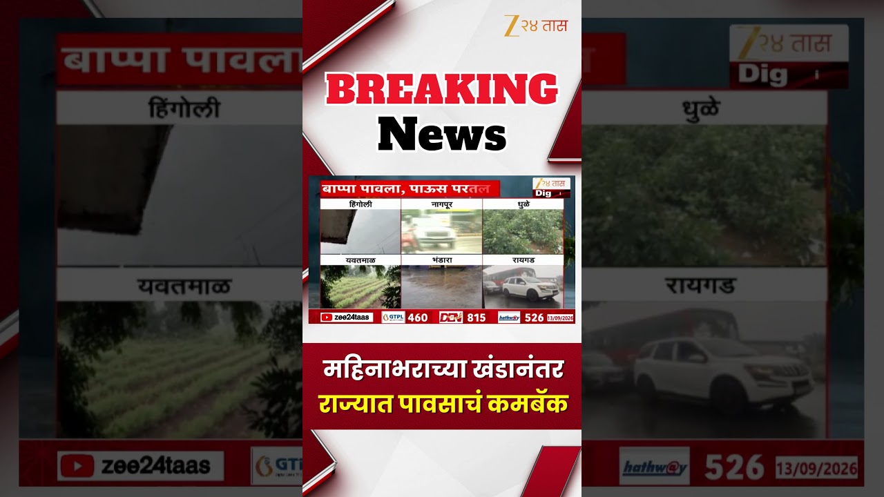 Maharashtra Rain | महिनाभराच्या खंडानंतर राज्यात पावसाचं कमबॅक | Zee24Taas