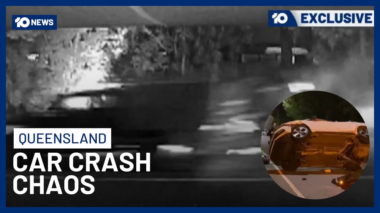 Moment Car Allegedly Trying To Flee Police Crashes & Flips Caught On Camera | 10 News